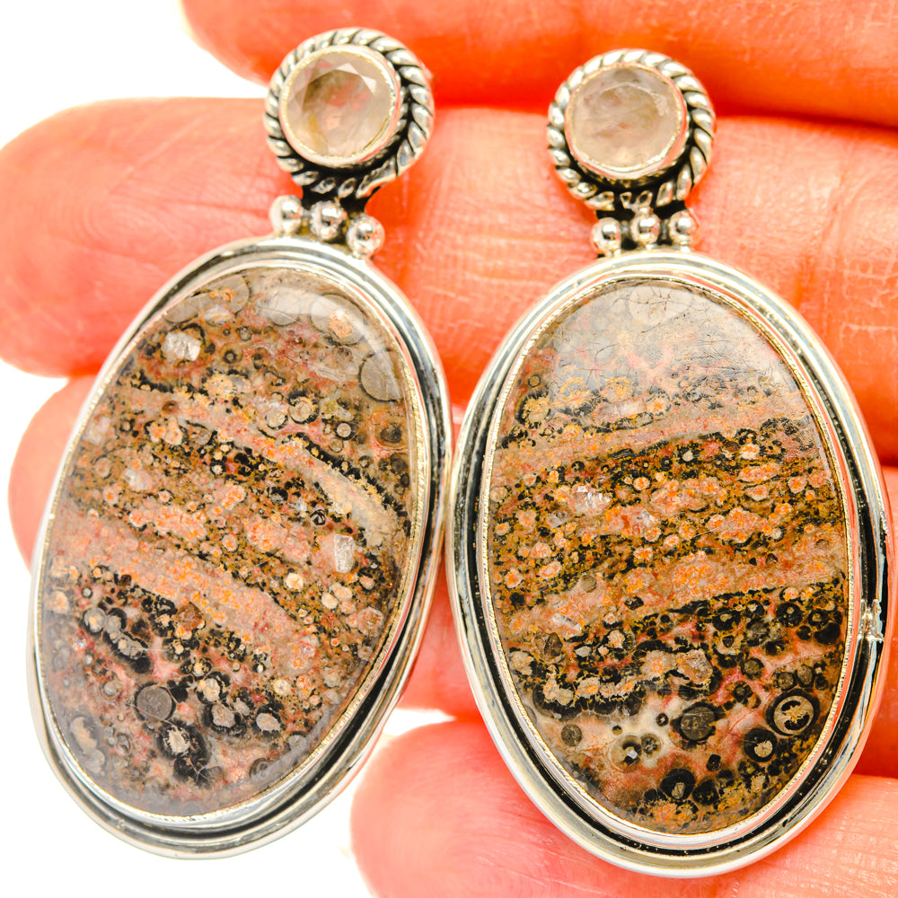 Poppy Jasper, Rose Quartz Earrings handcrafted by Anasilvercos - EARR428592