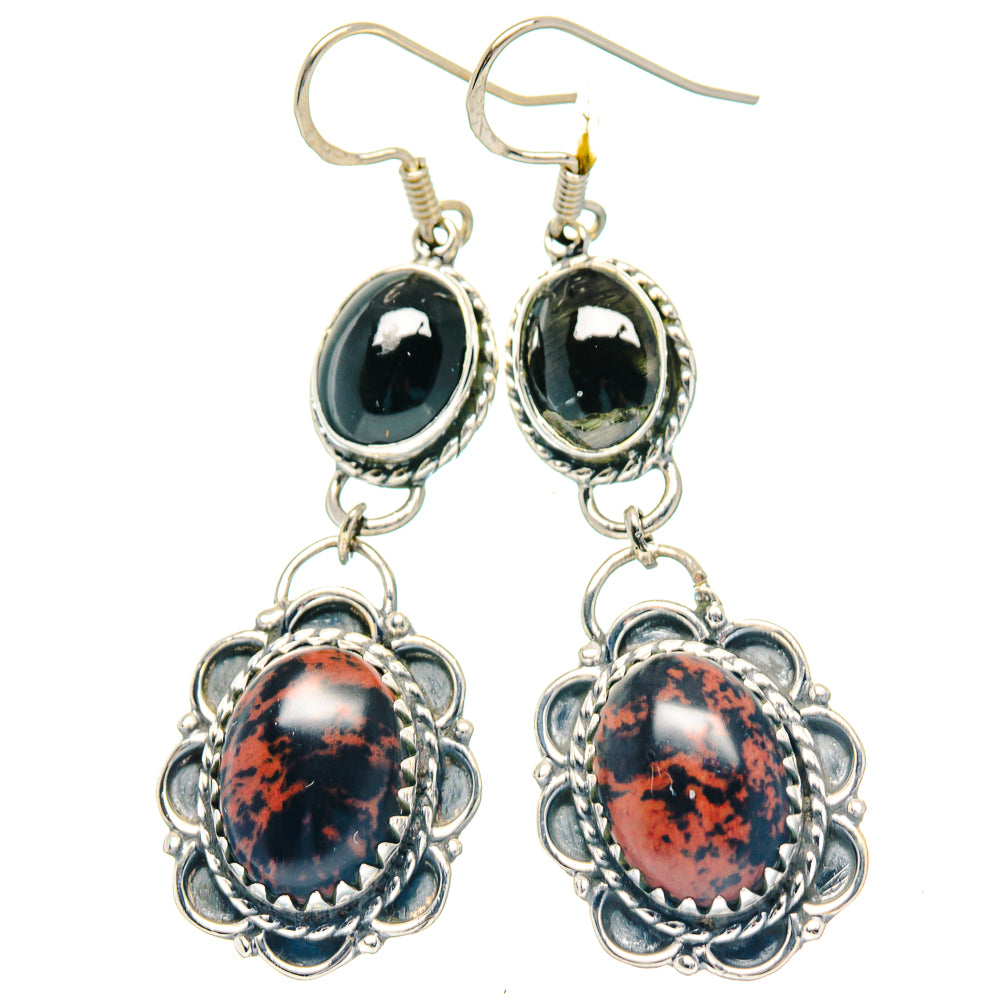 Mahogany Obsidian Earrings handcrafted by Anasilvercos - EARR423570