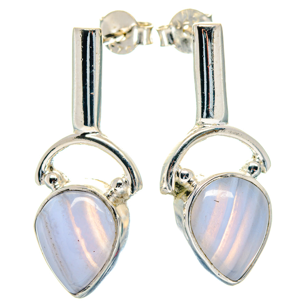 Blue Lace Agate Earrings handcrafted by Anasilvercos - EARR423585