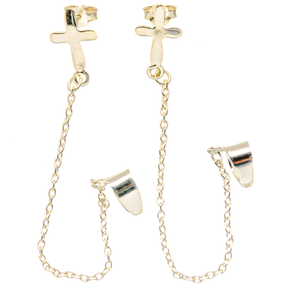 Cross Chain Cuff Earrings handcrafted by Anasilvercos - EARR423614