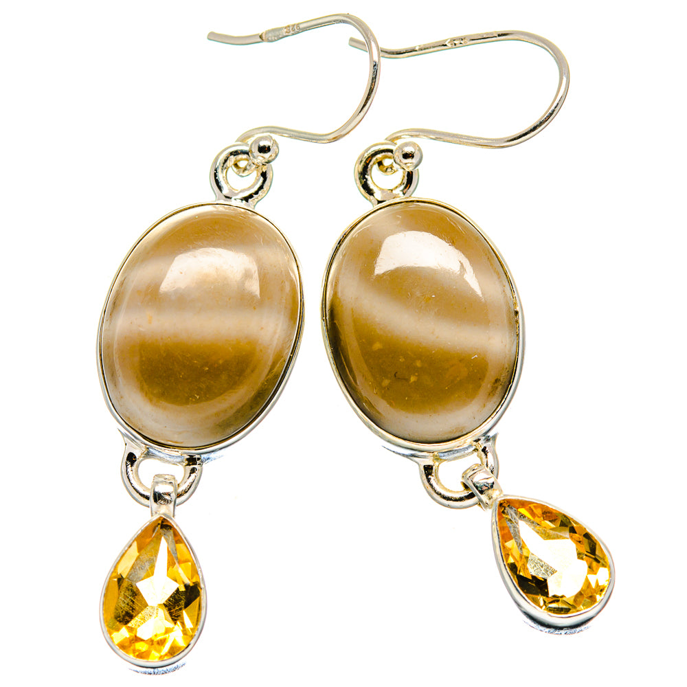 Striped Flint Earrings handcrafted by Anasilvercos - EARR423616