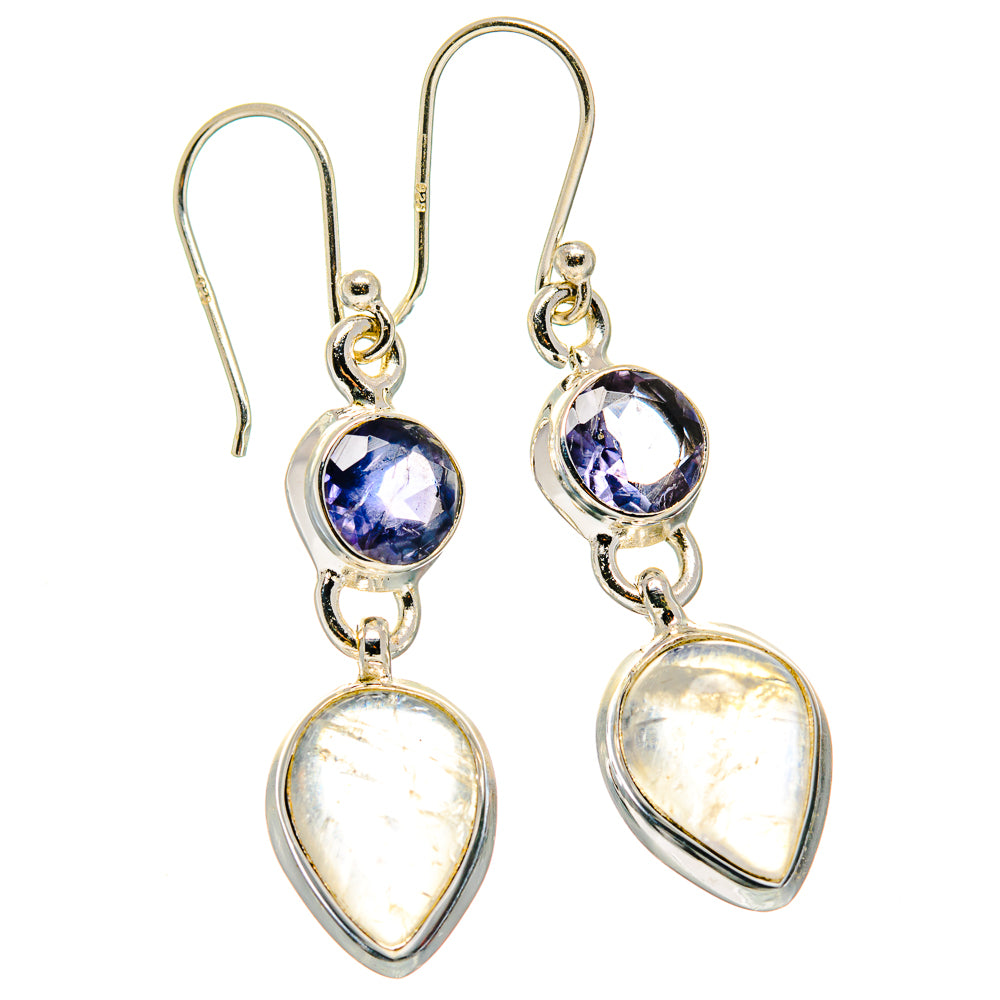 Rainbow Moonstone Earrings handcrafted by Anasilvercos - EARR423617