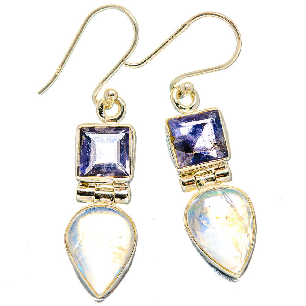 Rainbow Moonstone Earrings handcrafted by Anasilvercos - EARR423648