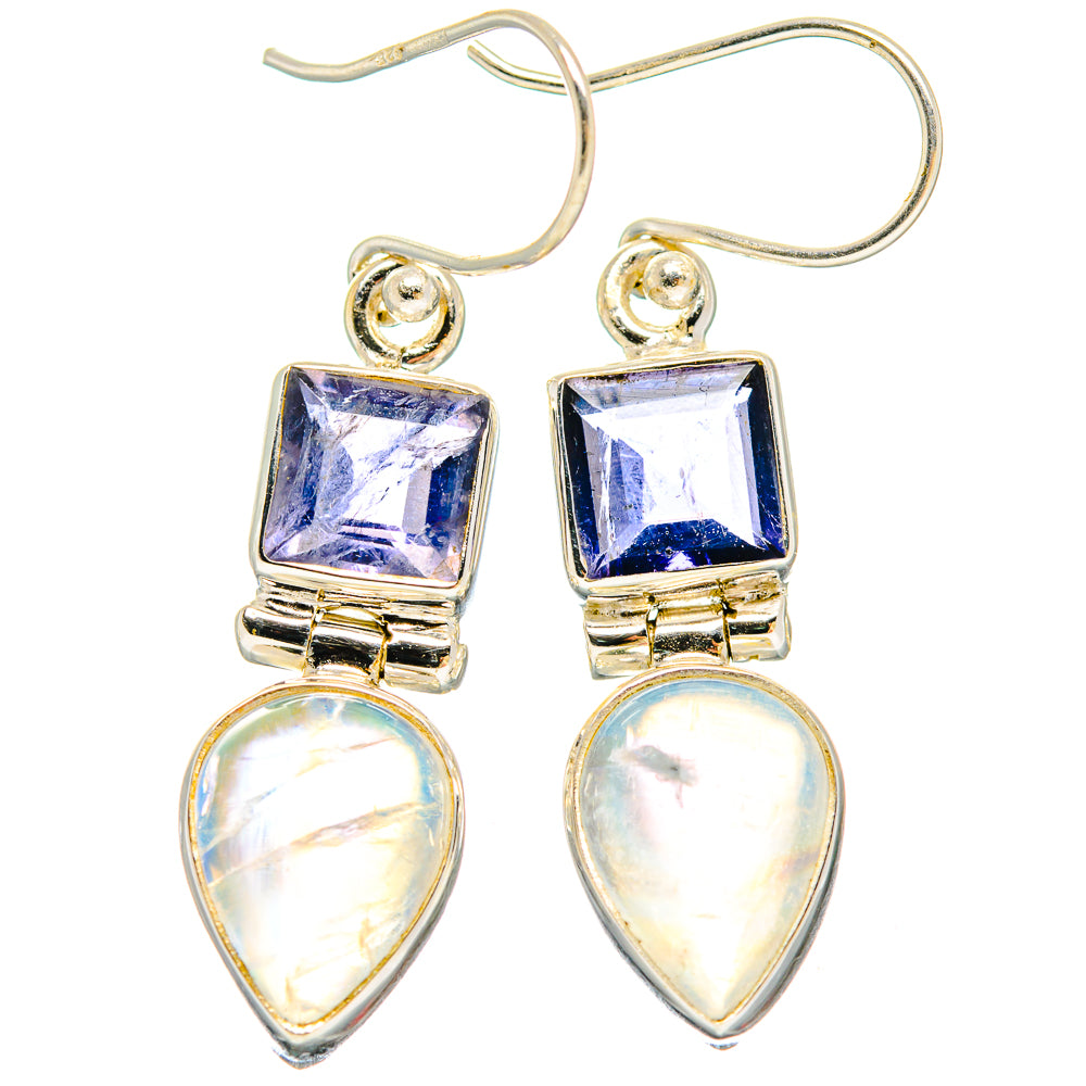 Rainbow Moonstone Earrings handcrafted by Anasilvercos - EARR423685