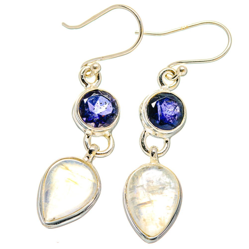 Rainbow Moonstone Earrings handcrafted by Anasilvercos - EARR423693