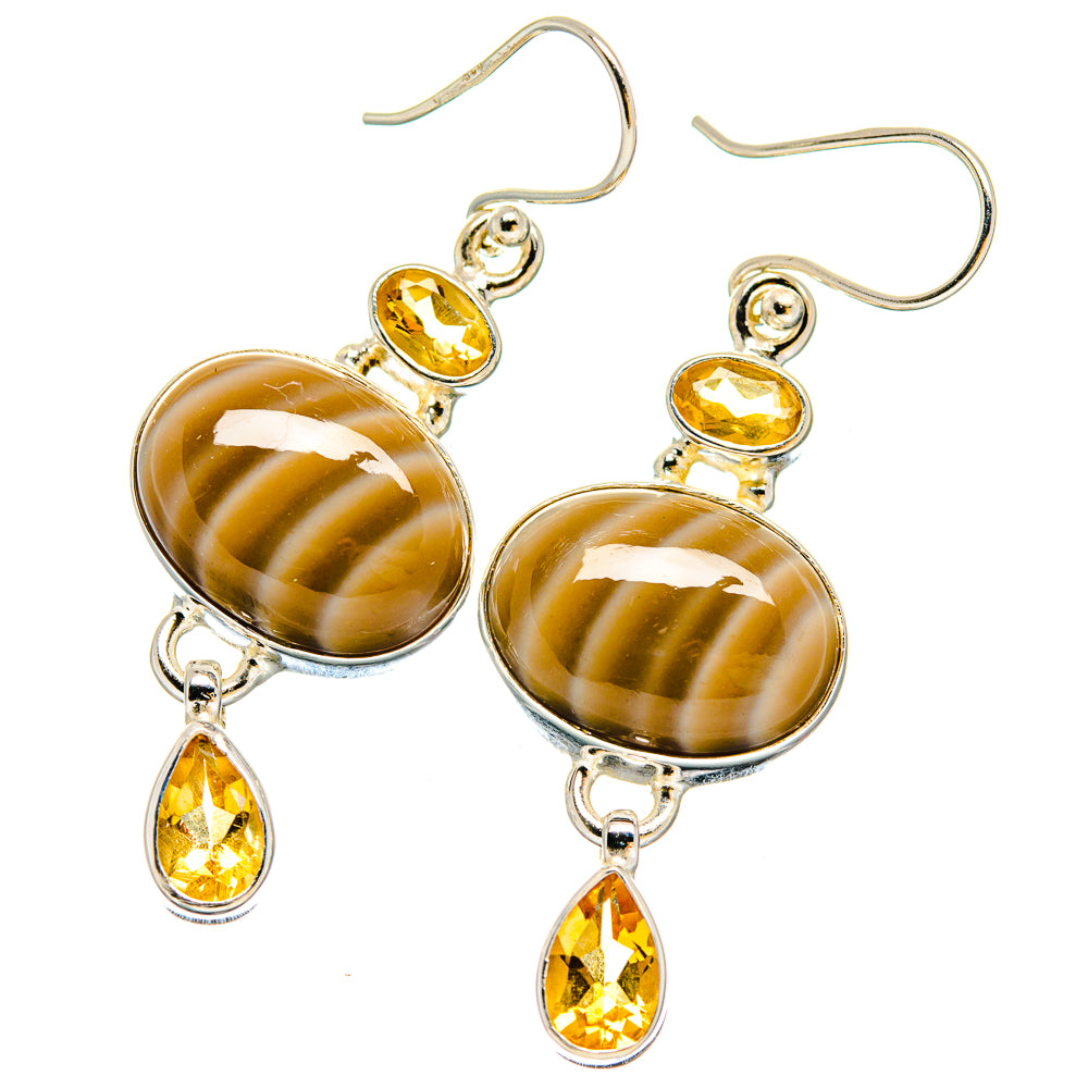 Striped Flint Earrings handcrafted by Anasilvercos - EARR423707