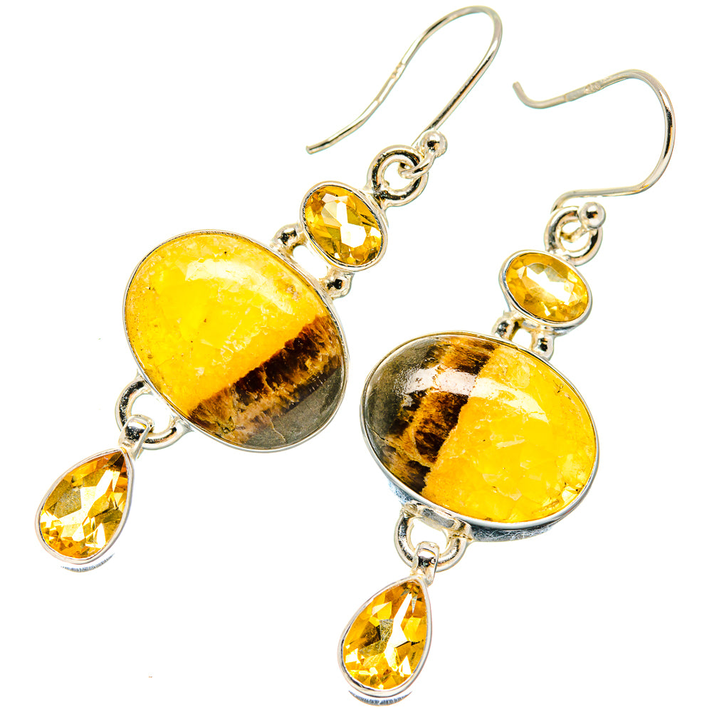 Septarian Nodule Earrings handcrafted by Anasilvercos - EARR423714