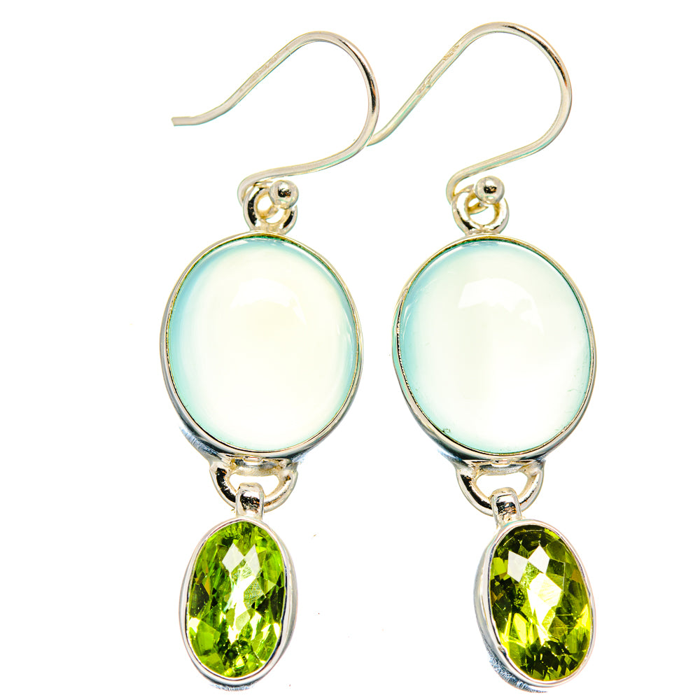 Aqua Chalcedony Earrings handcrafted by Anasilvercos - EARR423738 - Photo 2