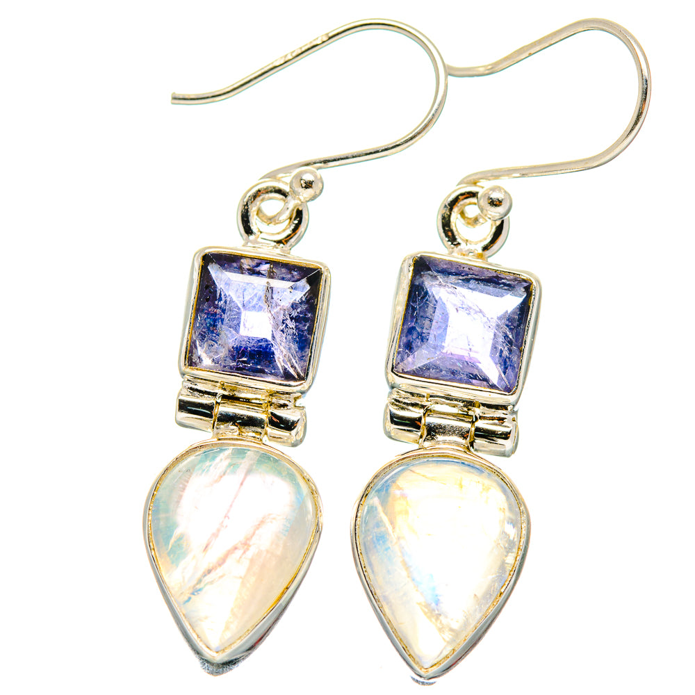 Rainbow Moonstone Earrings handcrafted by Anasilvercos - EARR423753