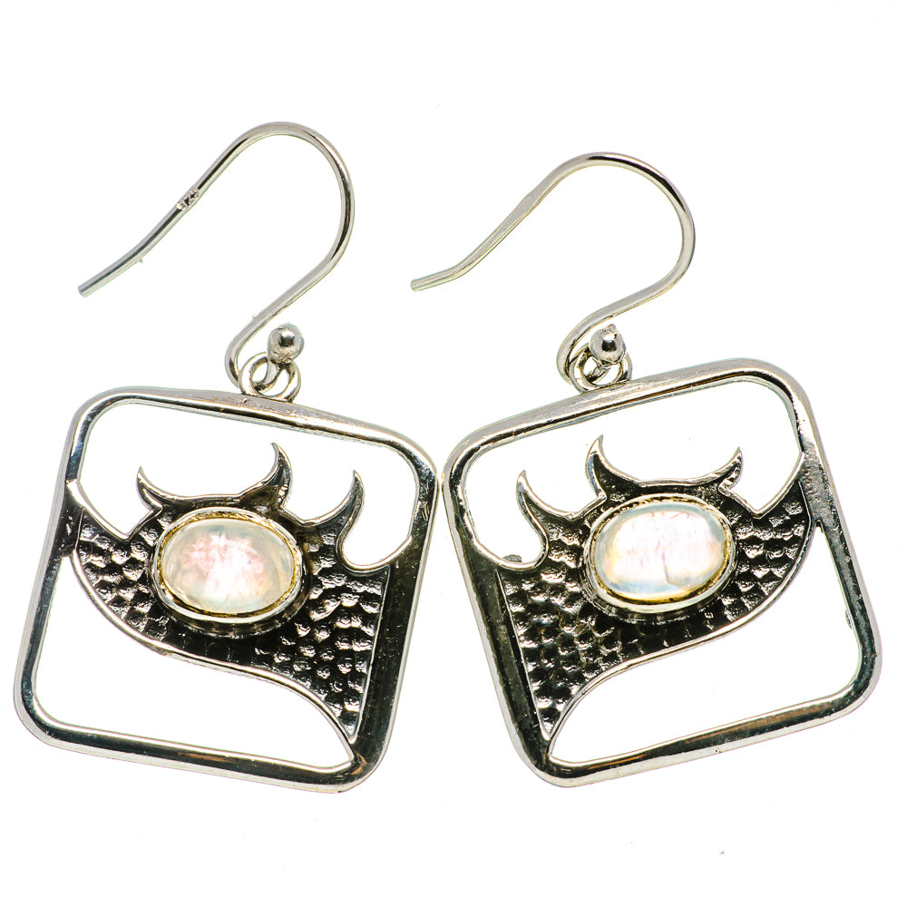 Rainbow Moonstone Earrings handcrafted by Anasilvercos - EARR398876