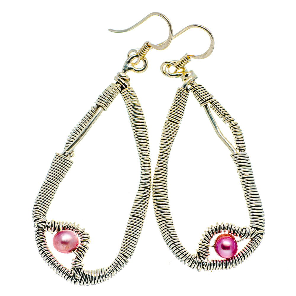 Pink Cultured Pearl Earrings handcrafted by Anasilvercos - EARR400503