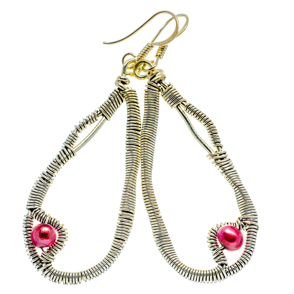Pink Cultured Pearl Earrings handcrafted by Anasilvercos - EARR400512