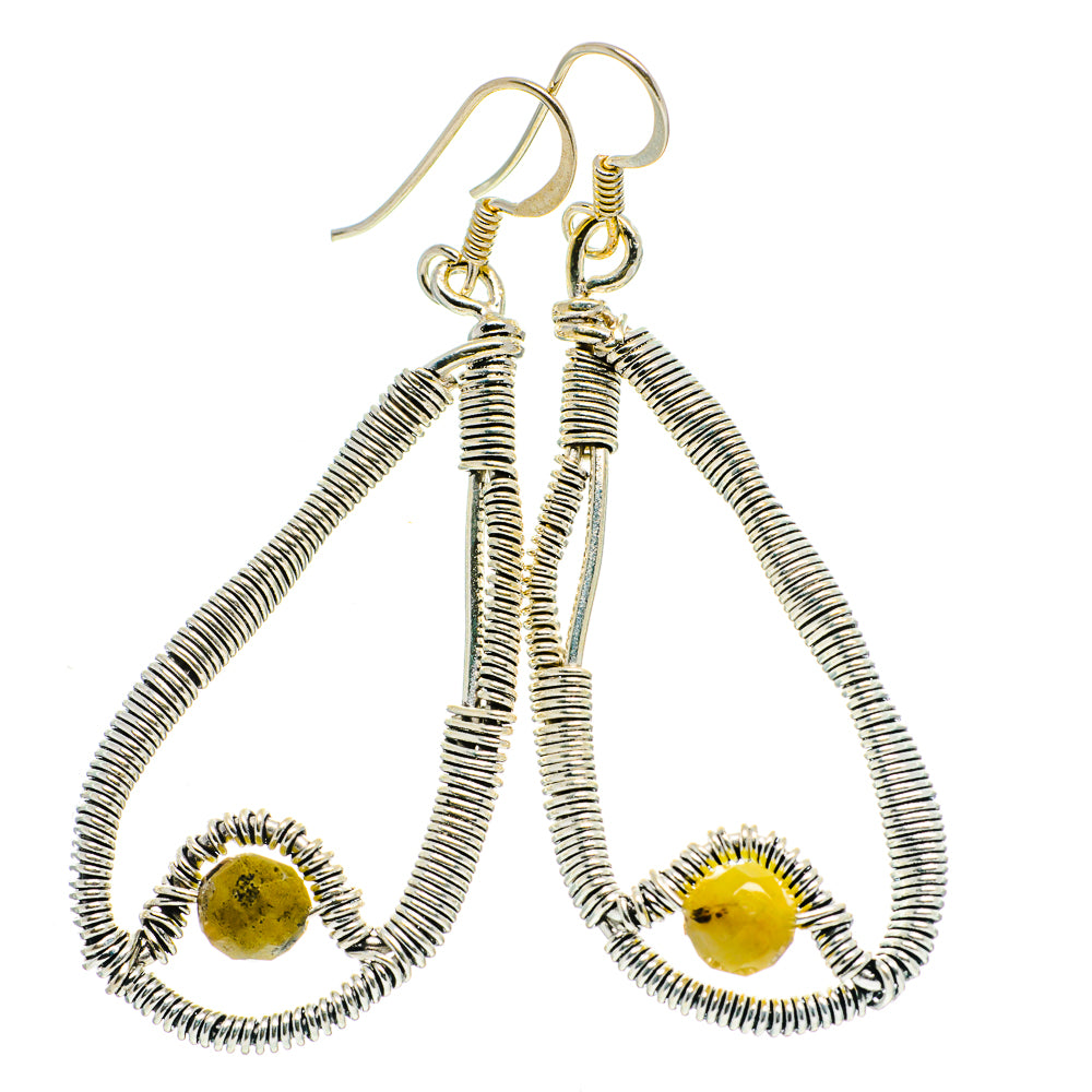 Yellow Agate Earrings handcrafted by Anasilvercos - EARR400513