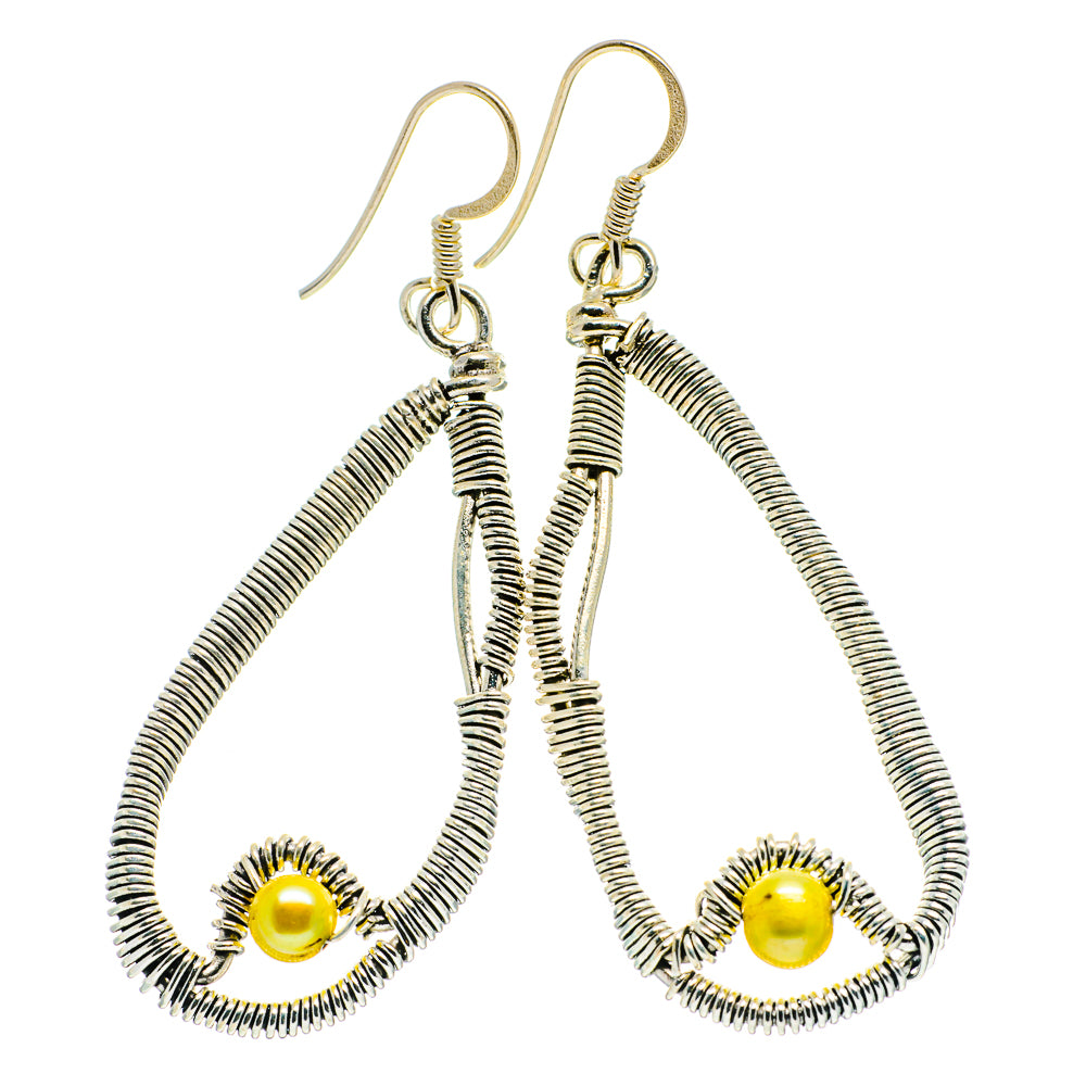 Yellow Cultured Pearl Earrings handcrafted by Anasilvercos - EARR400515