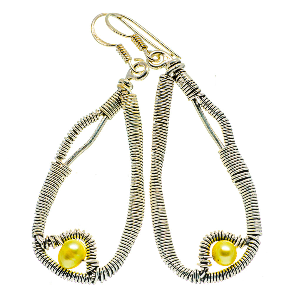 Yellow Cultured Pearl Earrings handcrafted by Anasilvercos - EARR400528
