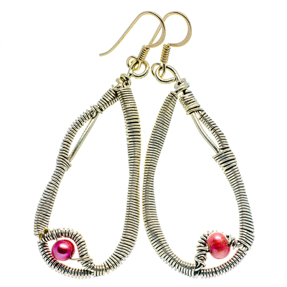 Pink Cultured Pearl Earrings handcrafted by Anasilvercos - EARR400560