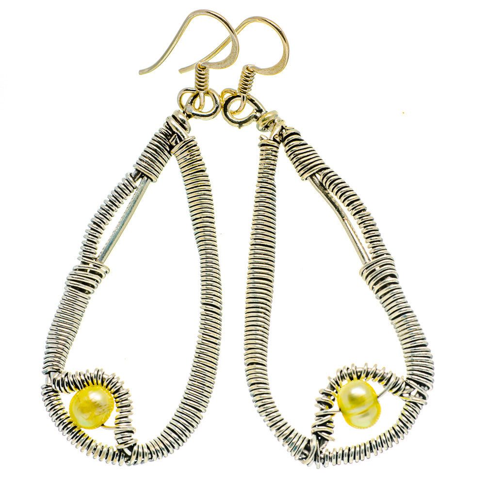 Yellow Cultured Pearl Earrings handcrafted by Anasilvercos - EARR400567