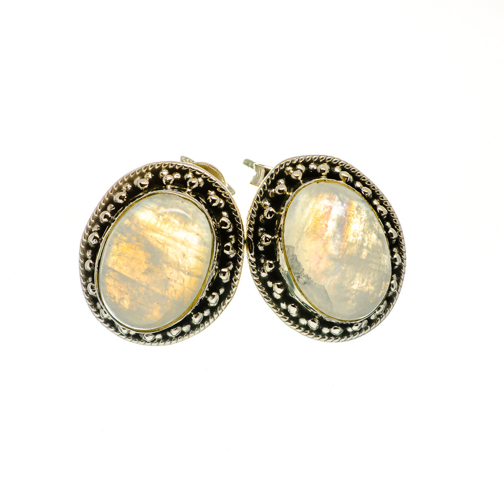 Rainbow Moonstone Earrings handcrafted by Anasilvercos - EARR402100