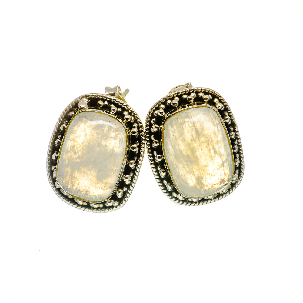Rainbow Moonstone Earrings handcrafted by Anasilvercos - EARR402148