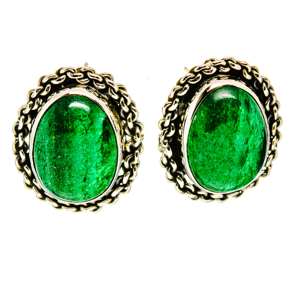 Green Aventurine Earrings handcrafted by Anasilvercos - EARR408103