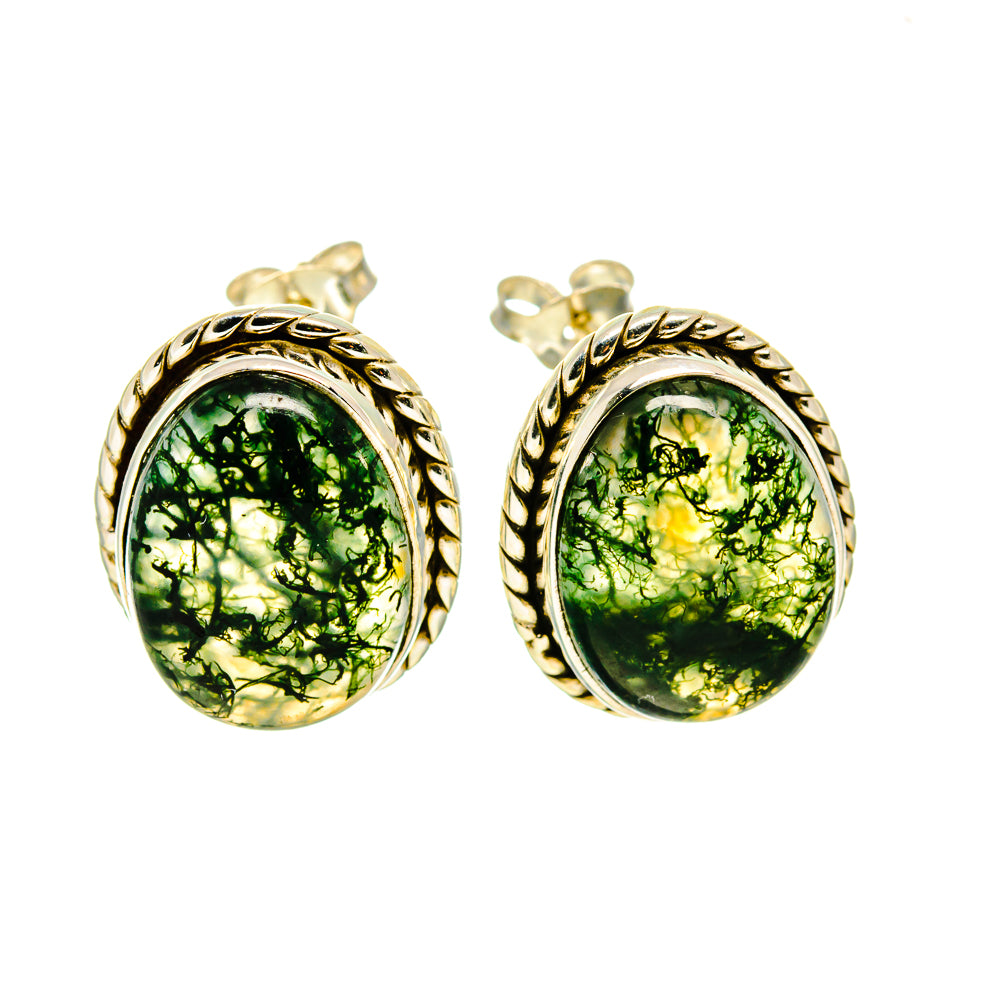 Green Moss Agate Earrings handcrafted by Anasilvercos - EARR408237