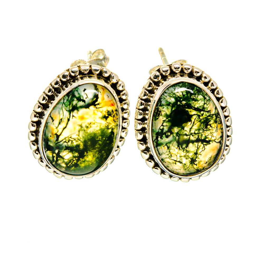 Green Moss Agate Earrings handcrafted by Anasilvercos - EARR408501