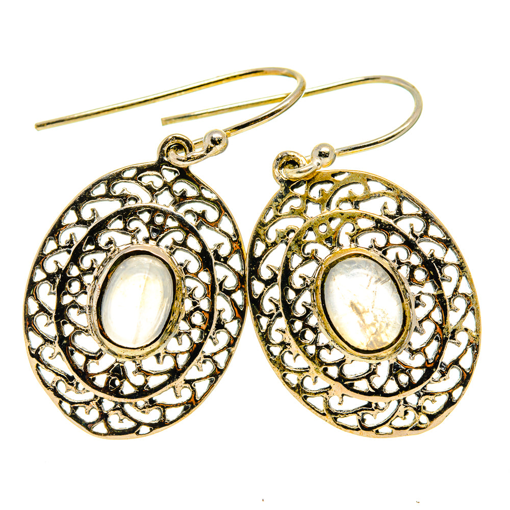 Rainbow Moonstone Earrings handcrafted by Anasilvercos - EARR409155