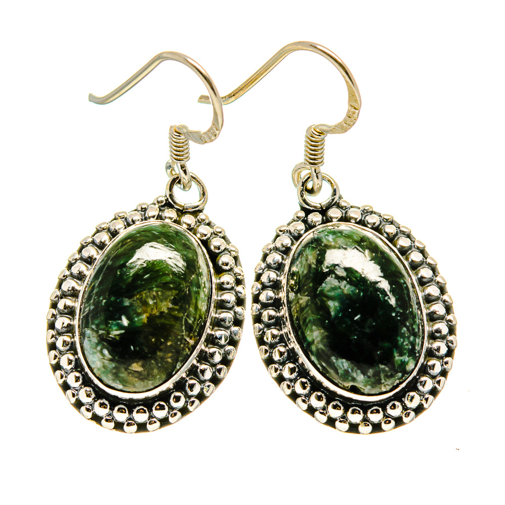 Green Moss Agate Earrings handcrafted by Anasilvercos - EARR409666