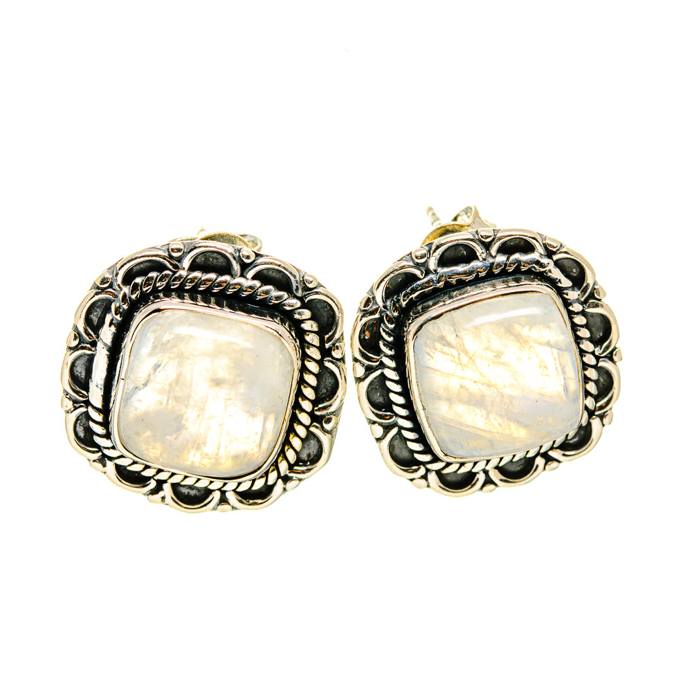 Rainbow Moonstone Earrings handcrafted by Anasilvercos - EARR410144