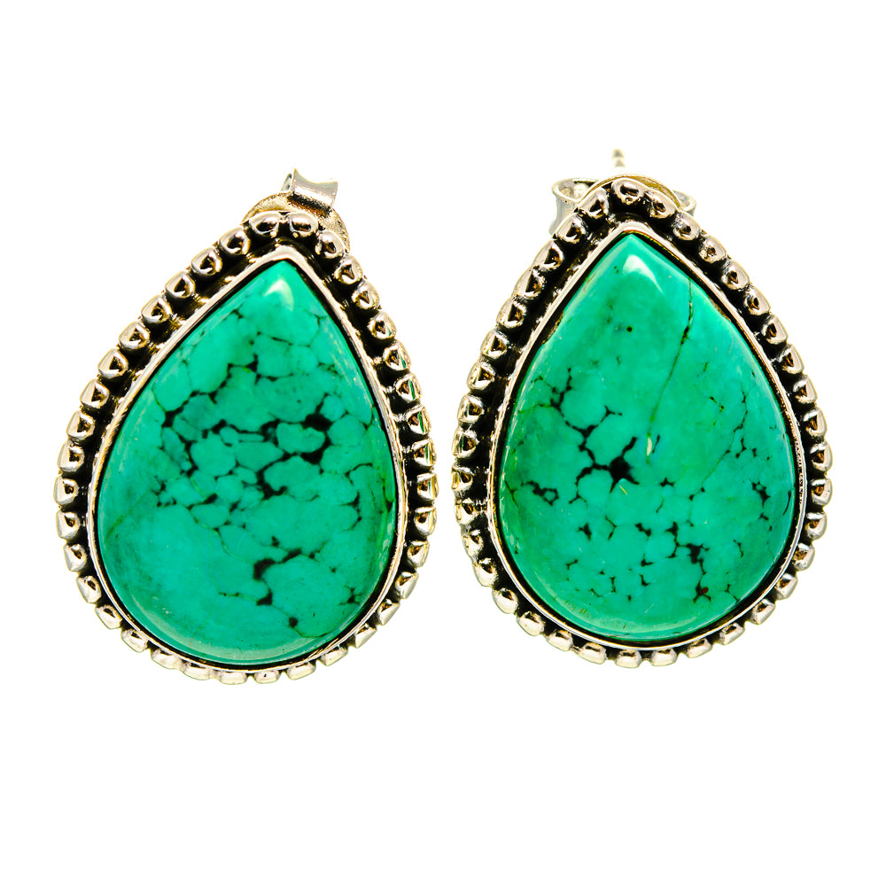 Tibetan Turquoise Earrings handcrafted by Anasilvercos - EARR410279