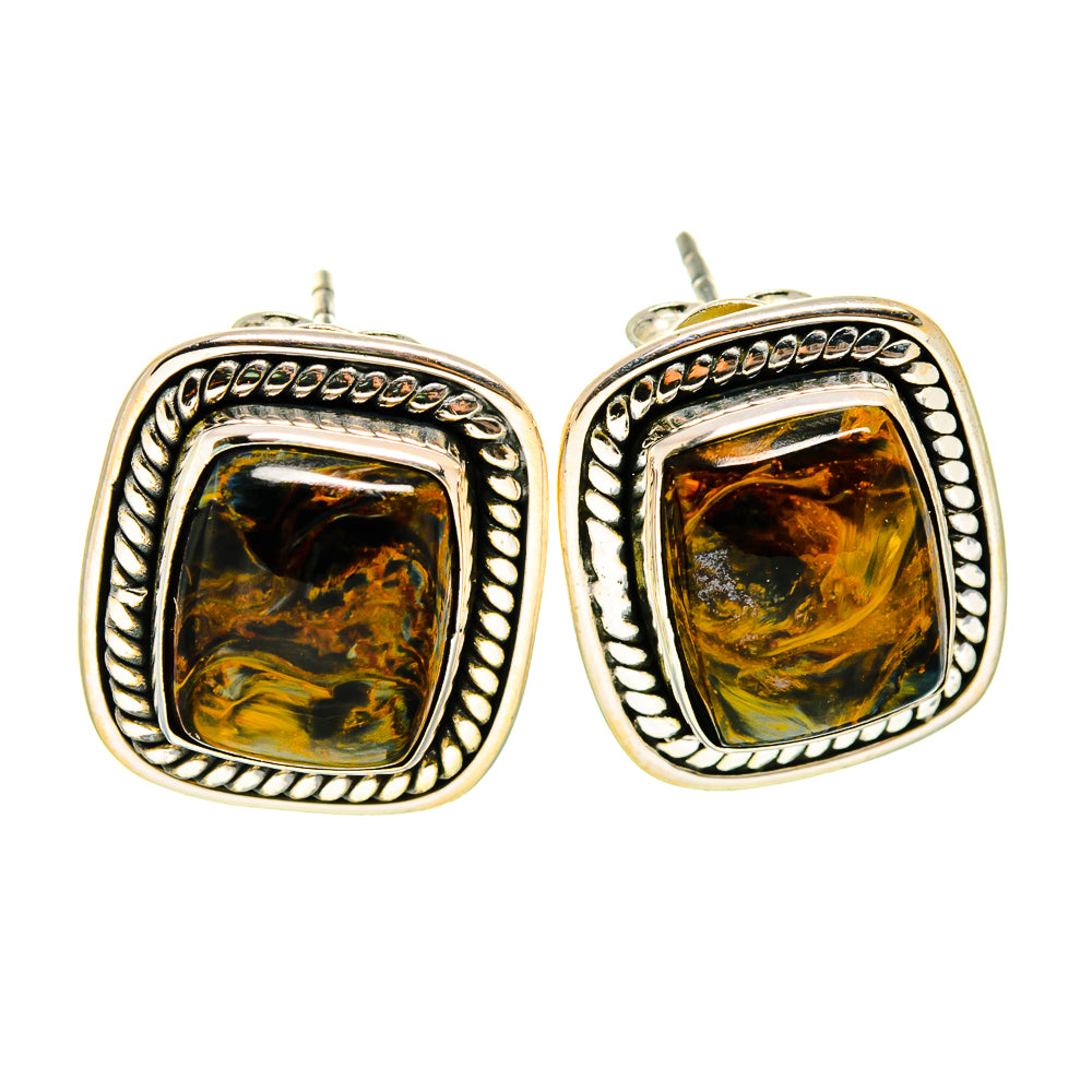 Golden Pietersite Earrings handcrafted by Anasilvercos - EARR410294