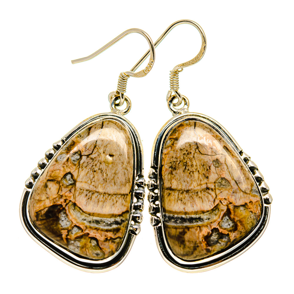 Mushroom Rhyolite Earrings handcrafted by Anasilvercos - EARR410675