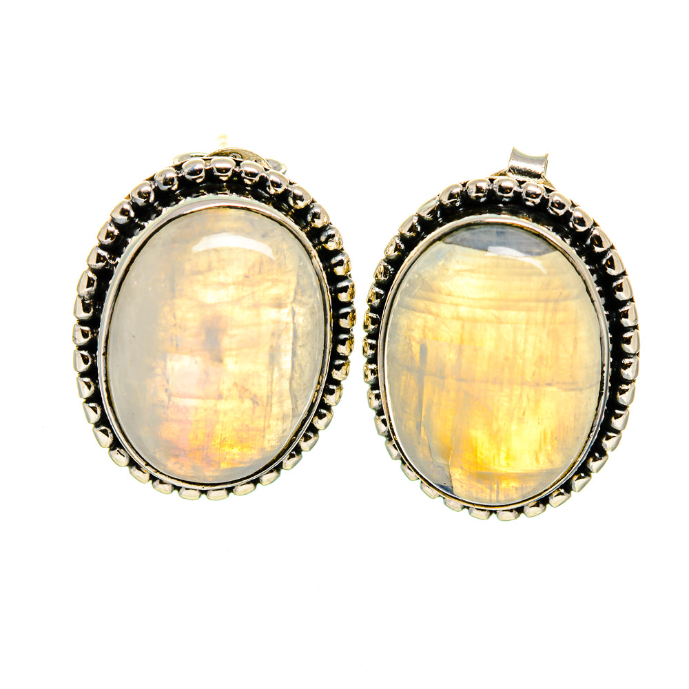 Rainbow Moonstone Earrings handcrafted by Anasilvercos - EARR410698