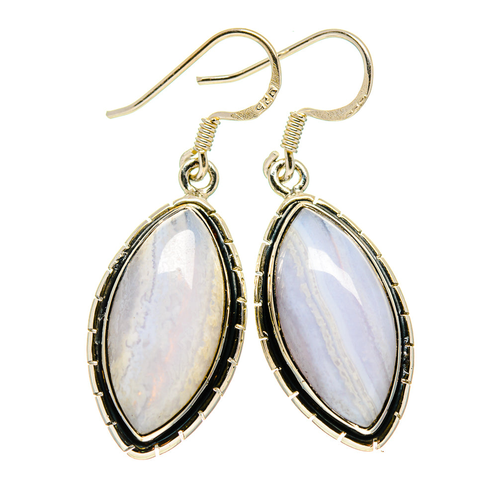 Blue Lace Agate Earrings handcrafted by Anasilvercos - EARR410861