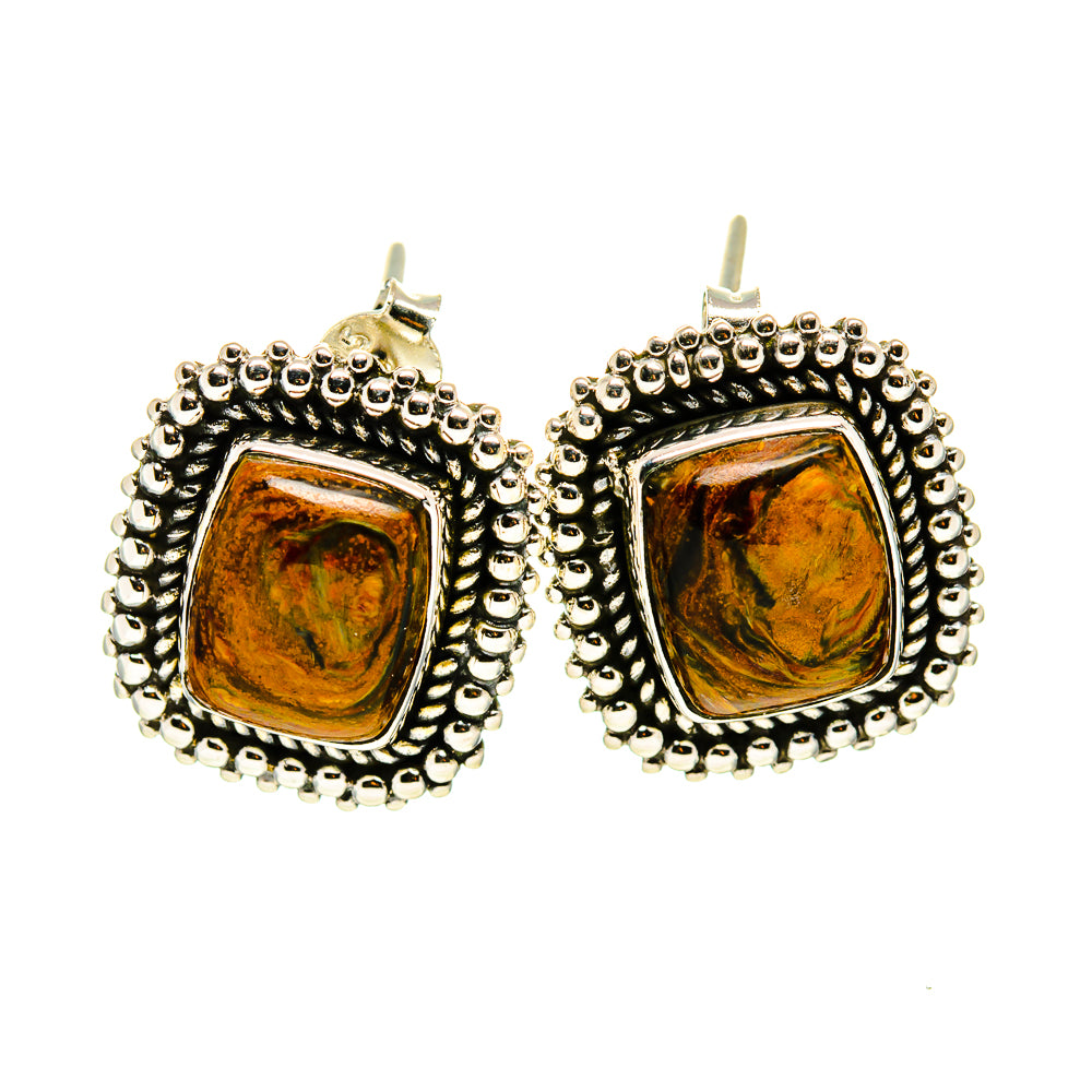 Golden Pietersite Earrings handcrafted by Anasilvercos - EARR410875