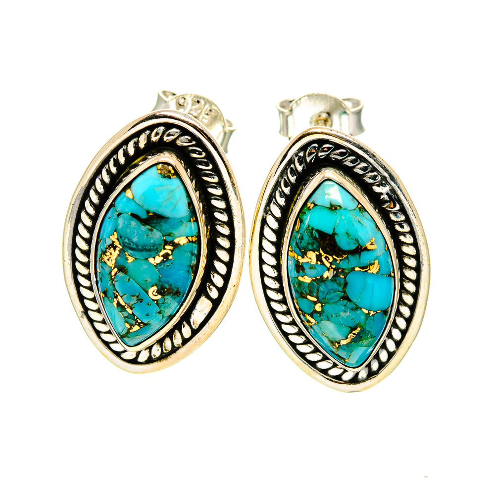 Blue Copper Composite Turquoise Earrings handcrafted by Anasilvercos - EARR410884