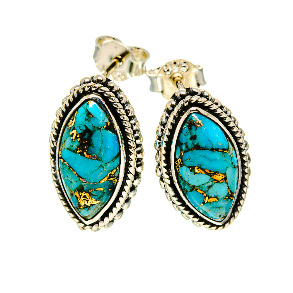 Blue Copper Composite Turquoise Earrings handcrafted by Anasilvercos - EARR411039