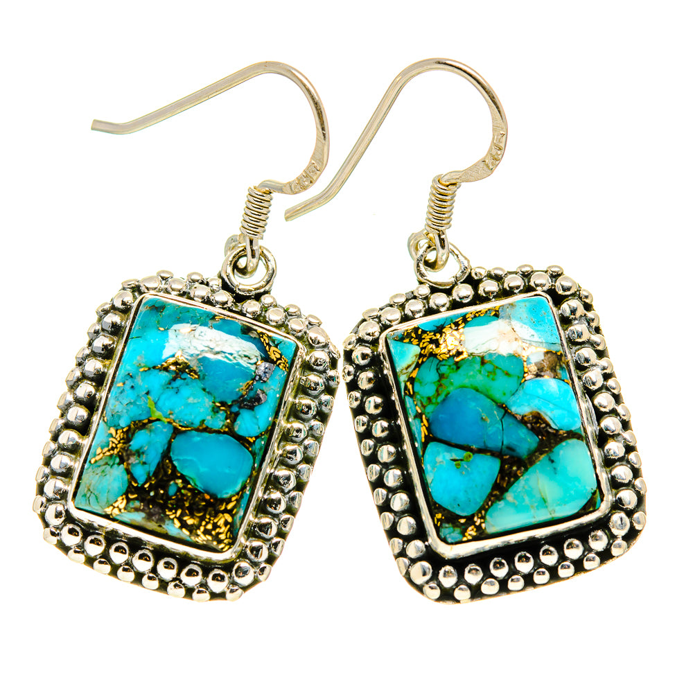 Blue Composite Copper Turquoise Earrings handcrafted by Anasilvercos - EARR411155