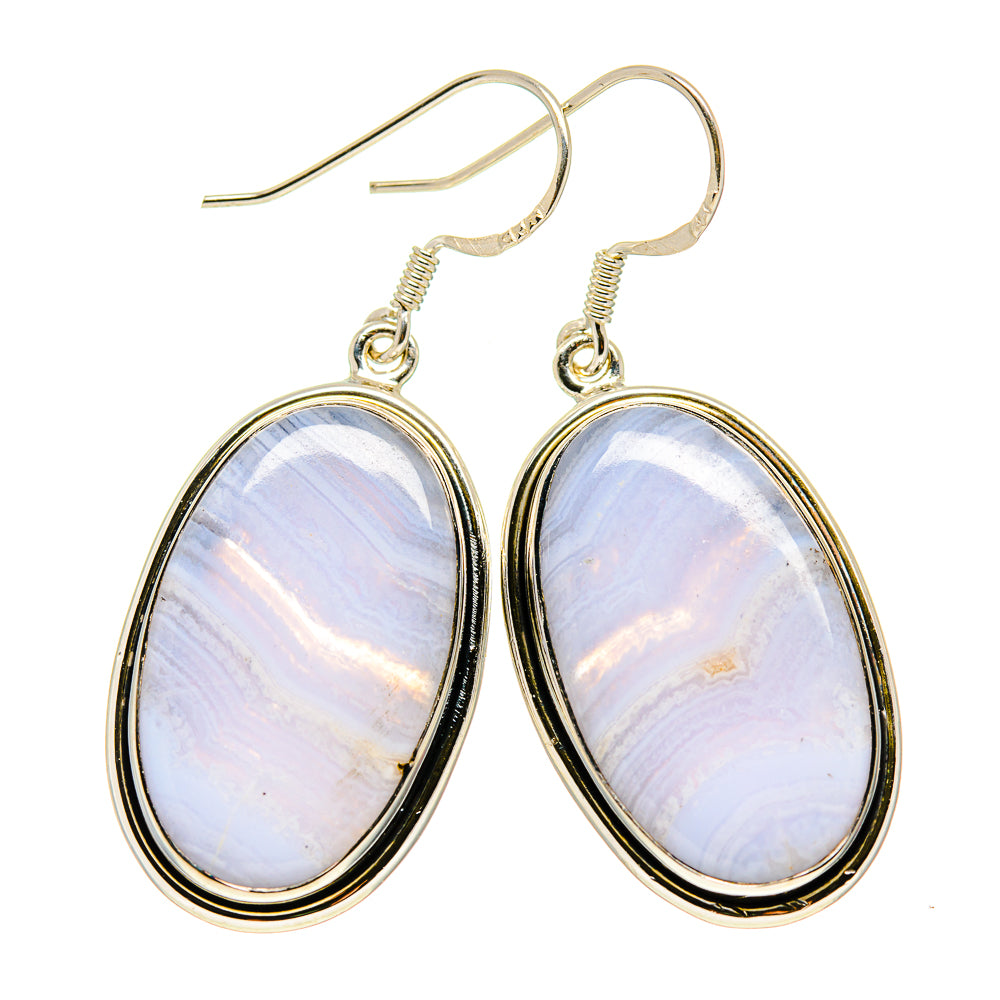 Blue Lace Agate Earrings handcrafted by Anasilvercos - EARR411175