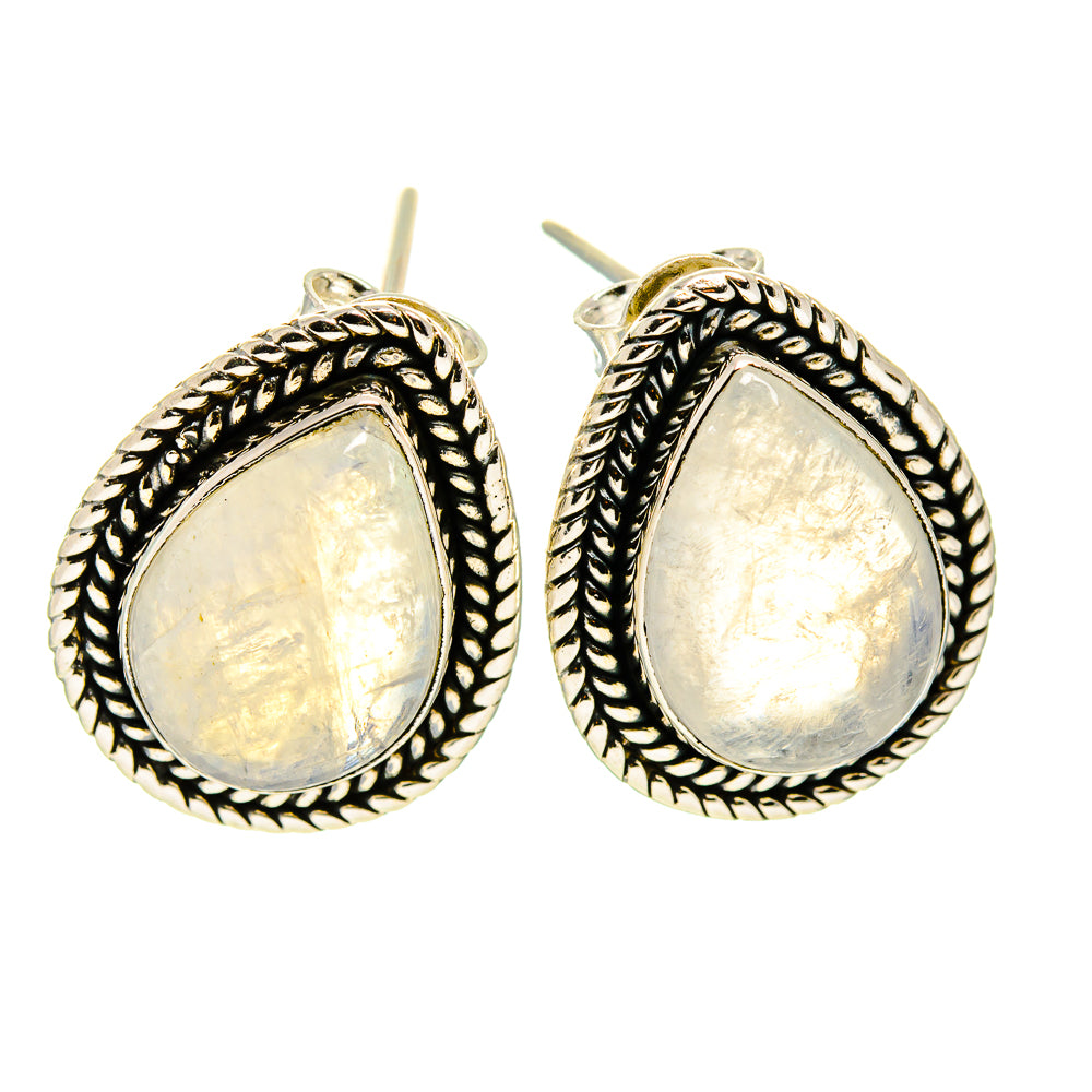 Rainbow Moonstone Earrings handcrafted by Anasilvercos - EARR411191
