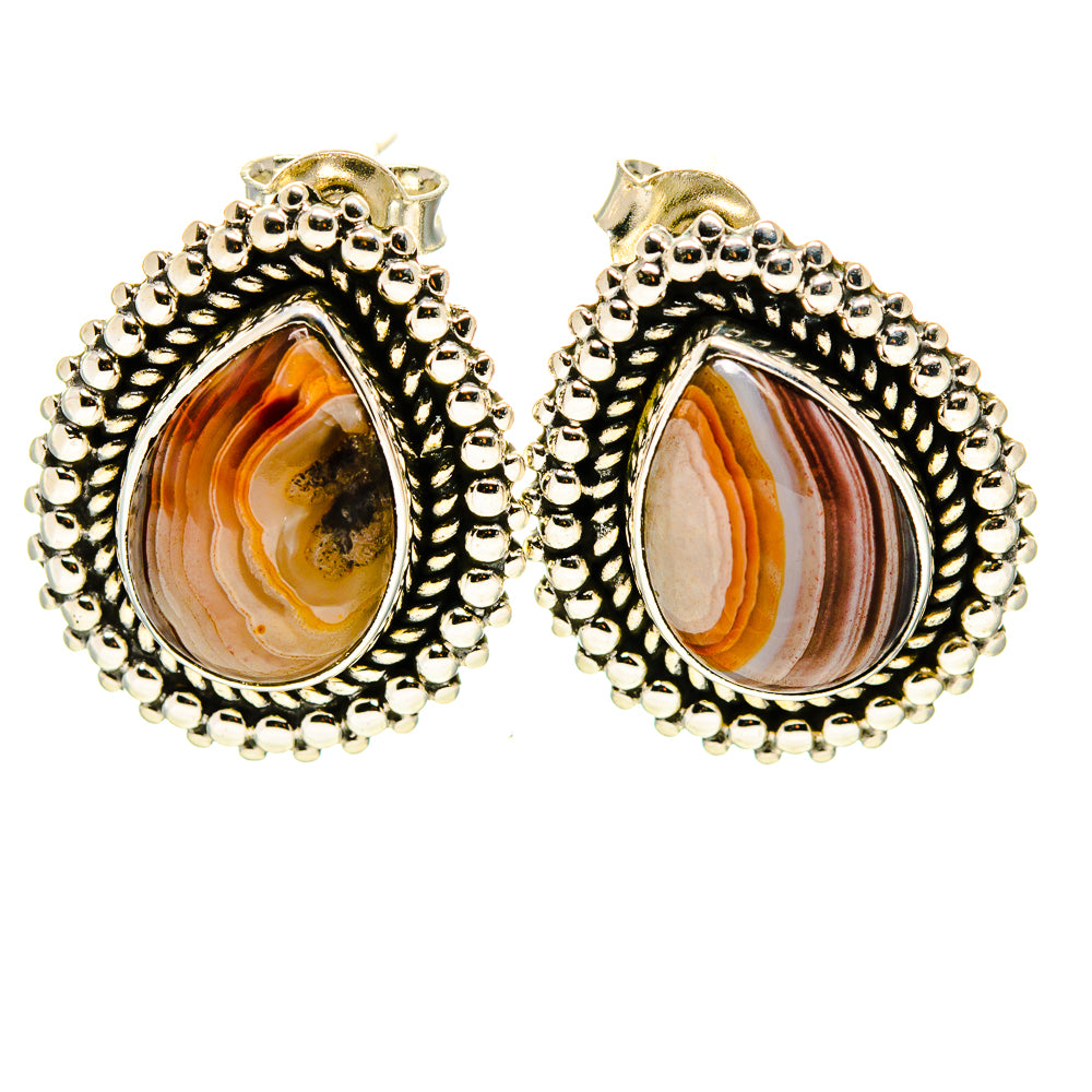 Botswana Agate Earrings handcrafted by Anasilvercos - EARR411195