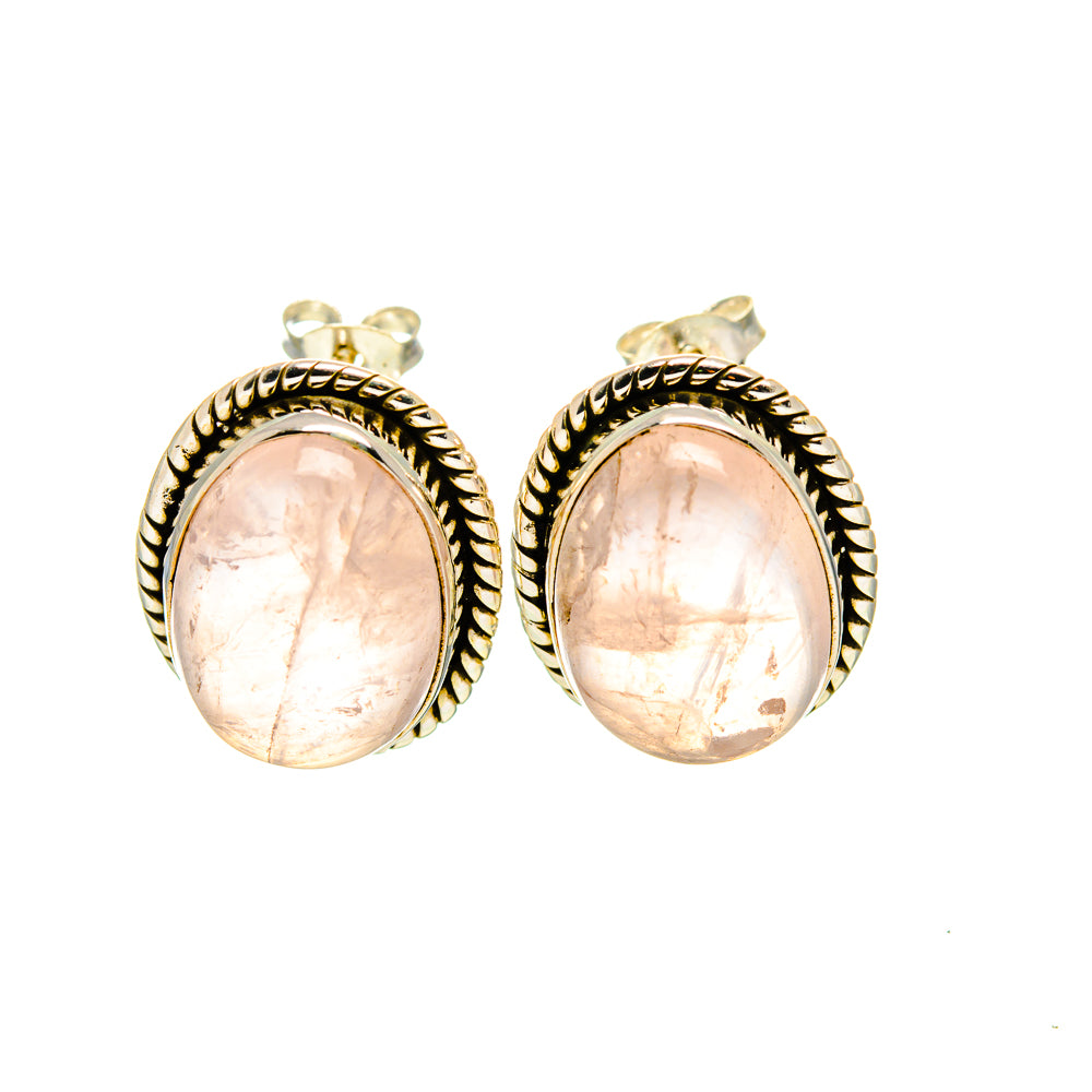 Rose Quartz Earrings handcrafted by Anasilvercos - EARR411332