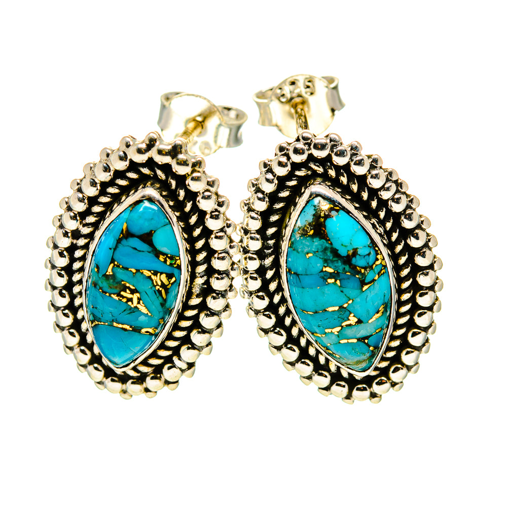 Blue Composite Copper Turquoise Earrings handcrafted by Anasilvercos - EARR411383