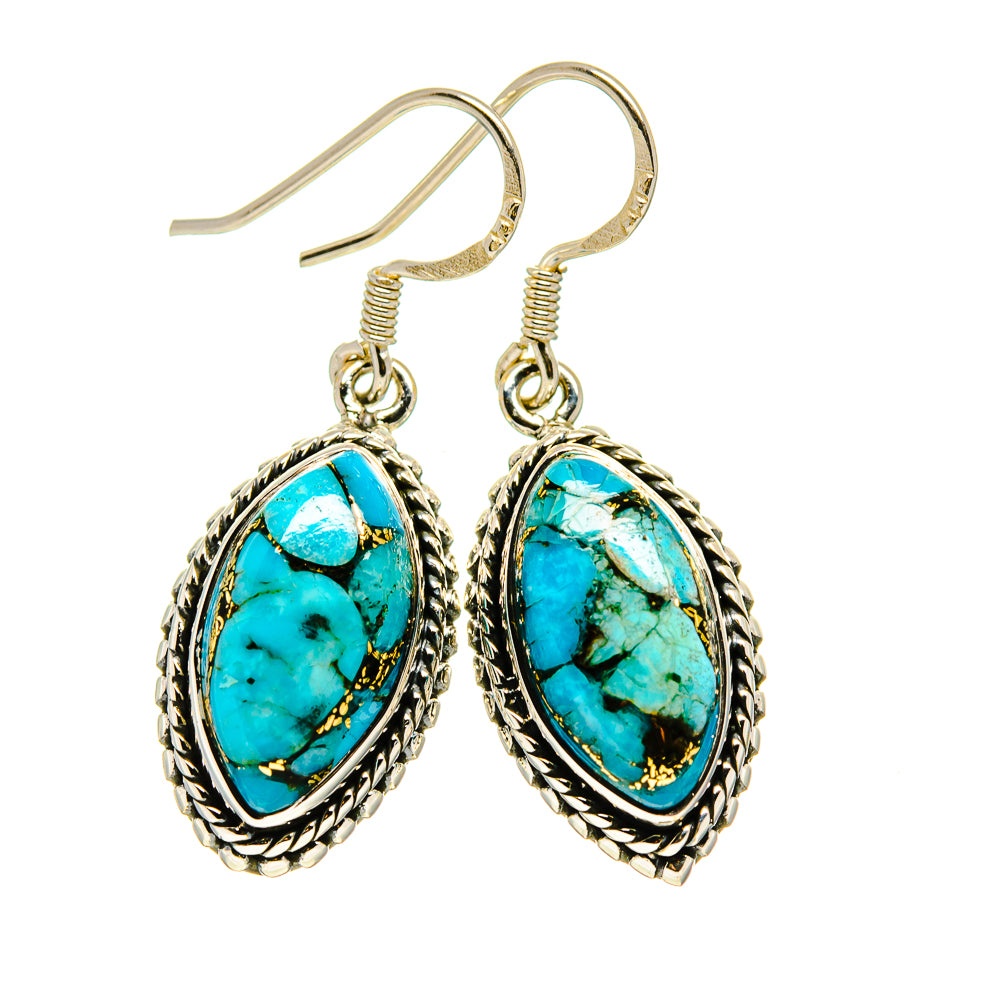Blue Composite Copper Turquoise Earrings handcrafted by Anasilvercos - EARR411473