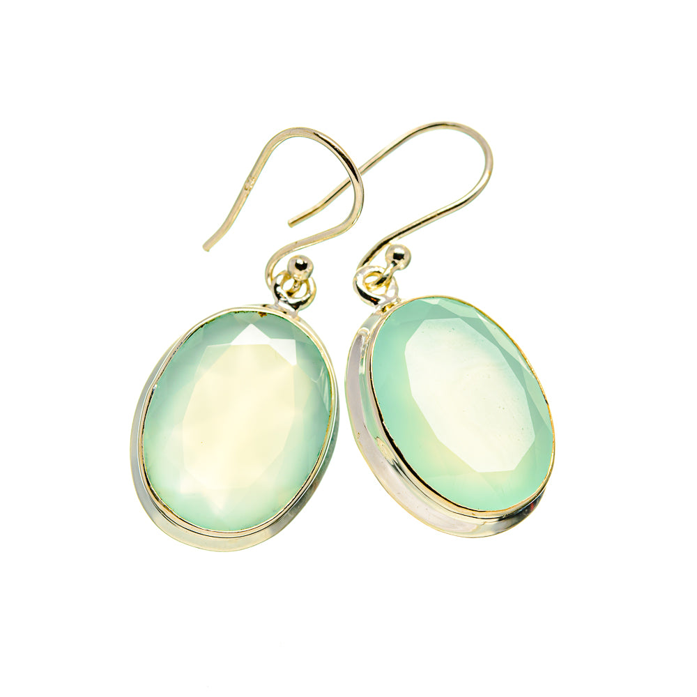 Aqua Chalcedony Earrings handcrafted by Anasilvercos - EARR411556