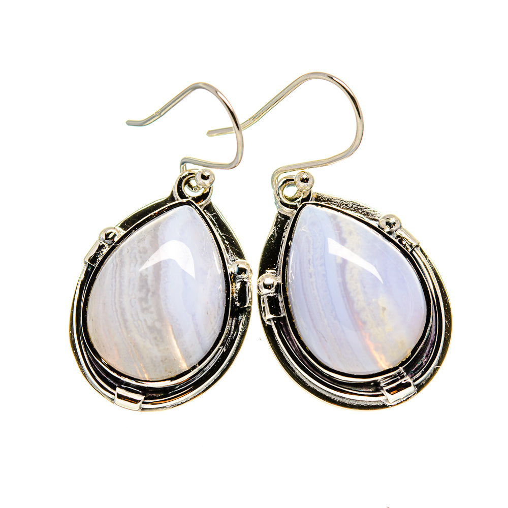 Blue Lace Agate Earrings handcrafted by Anasilvercos - EARR411567