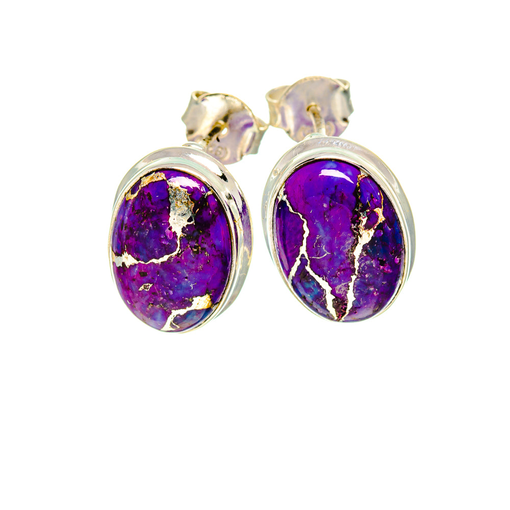 Purple Copper Composite Turquoise Earrings handcrafted by Anasilvercos - EARR411810