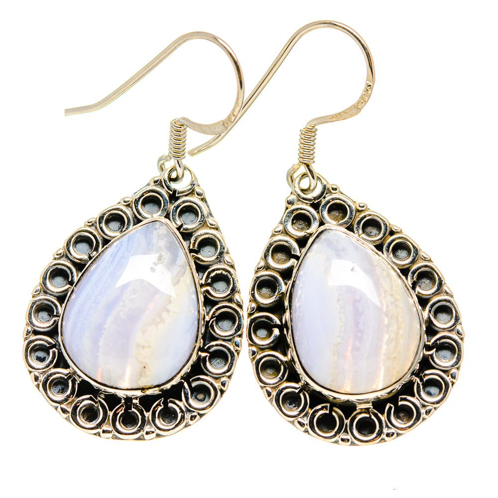 Blue Lace Agate Earrings handcrafted by Anasilvercos - EARR411873