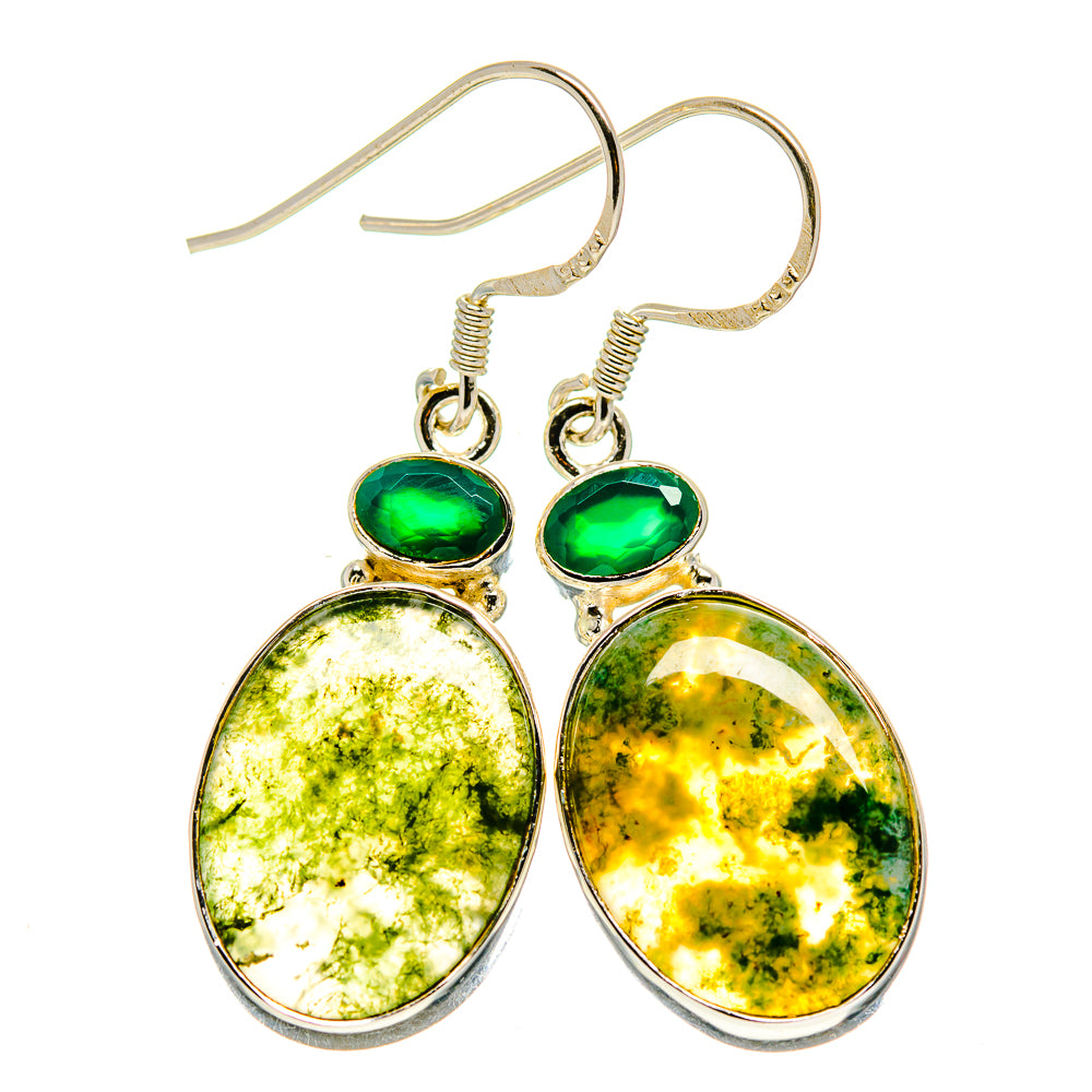 Green Moss Agate Earrings handcrafted by Anasilvercos - EARR411523