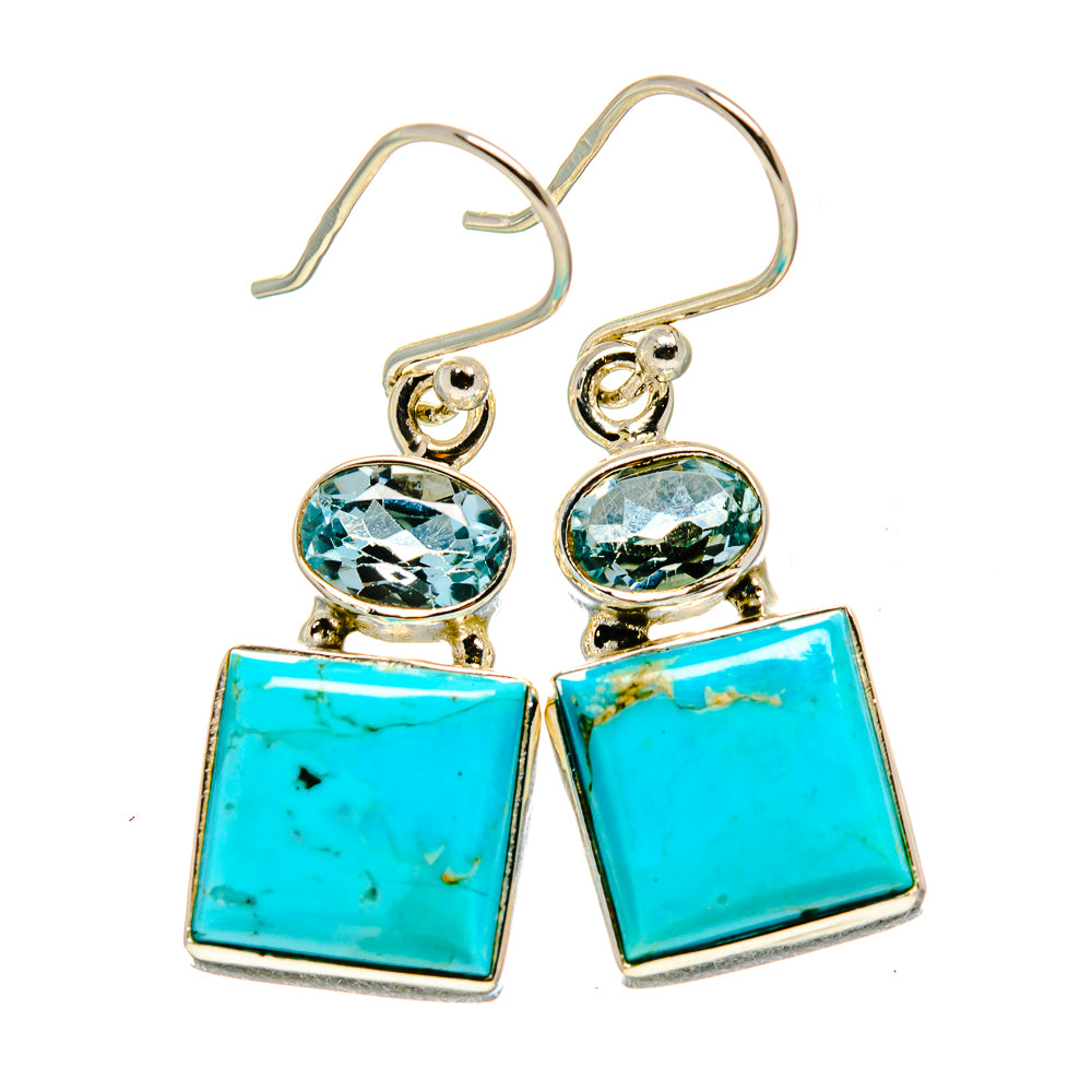 Arizona Turquoise, Blue Topaz Earrings handcrafted by Anasilvercos - EARR412000